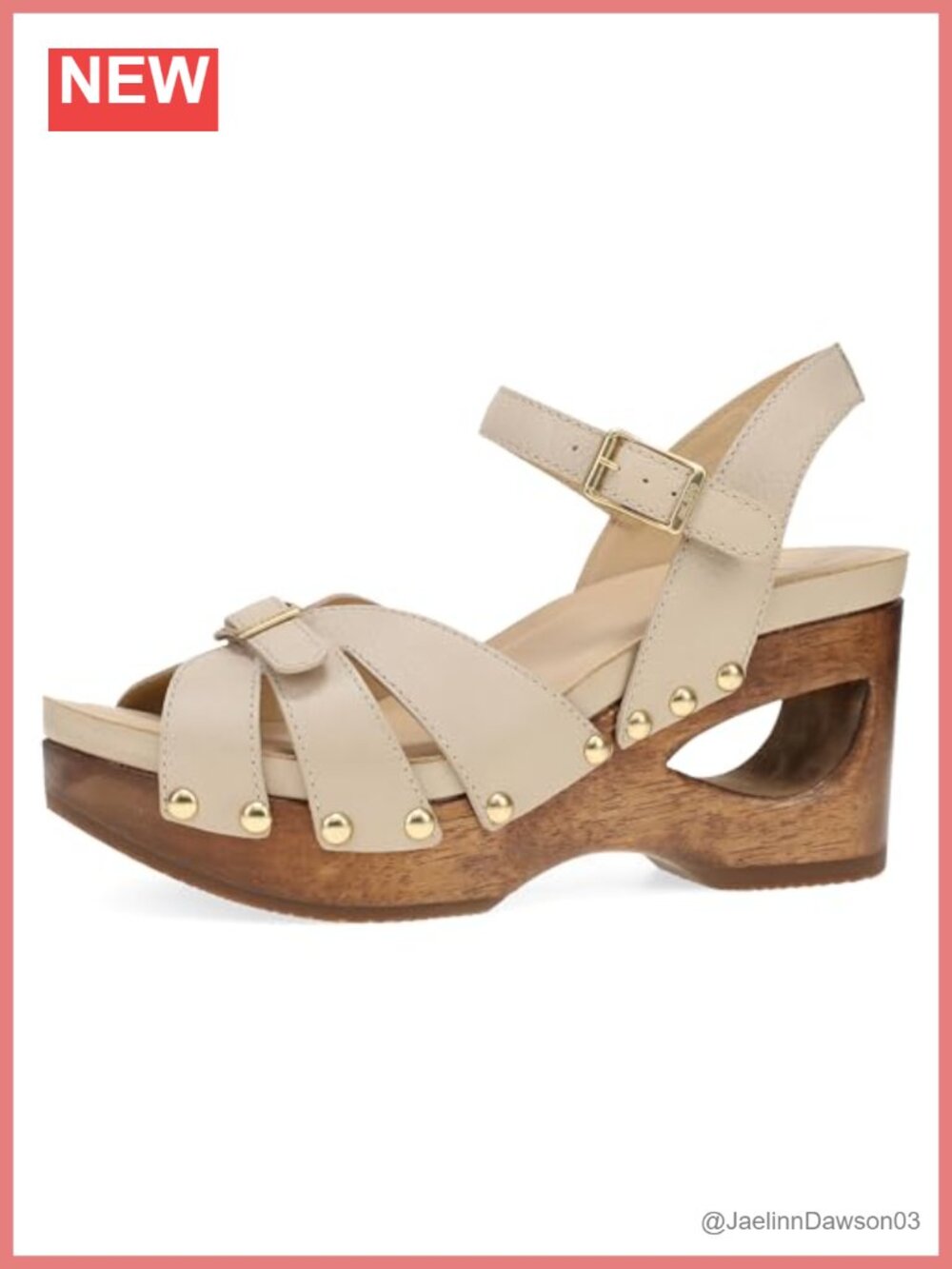Women's Alanna Sandal Leather Wedge Heels 3.5" Adjustable Buckle